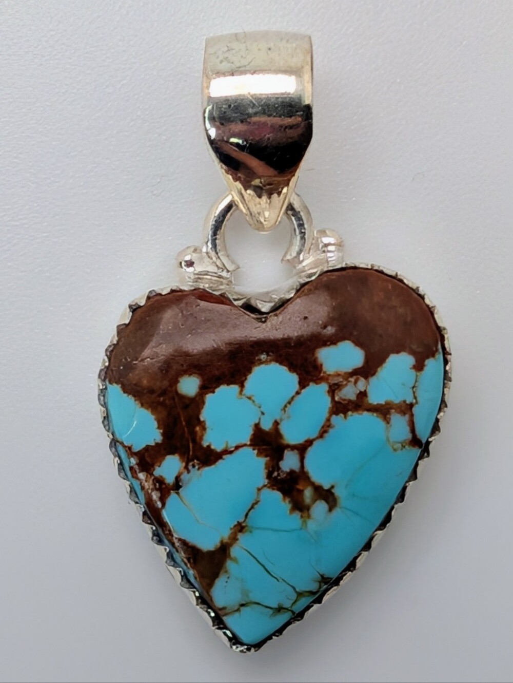 Number 8 or Mine Eight Turquoise Heart Pendant S925 Sterling Silver